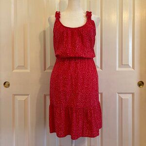 Banana Republic Red Ruffle Strap Sundress with Elastic Waist & Tiered Hem Size M